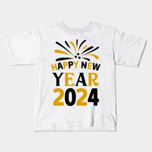 Happy New Year 2024 Groovy Kids T-Shirt